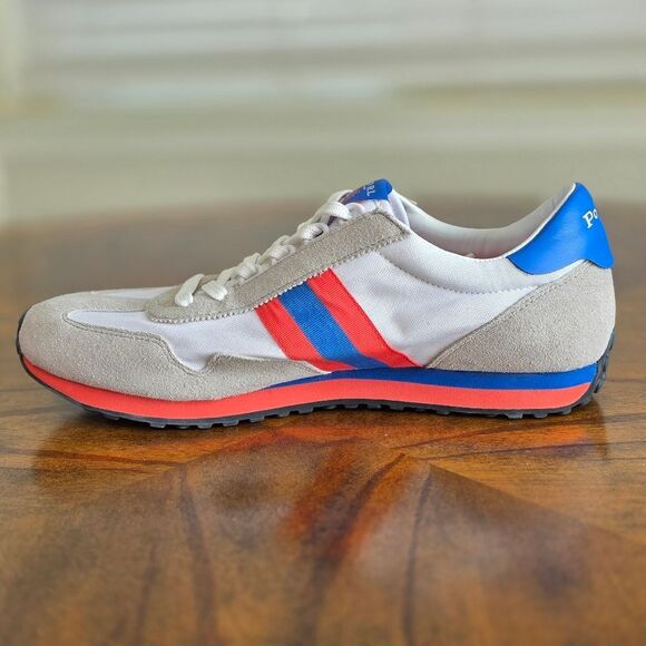Polo Ralph Lauren Train 90-SK-ATH P-Wing Shoes White Grey Blue Red Men's 10.5 LE - Picture 11 of 14